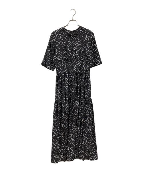 BALLSEY（ボールジィ）BALLSEY (ボールジィ) パンジープリント クルーネックマキシワンピース ブラック サイズ:36の古着・服飾アイテム