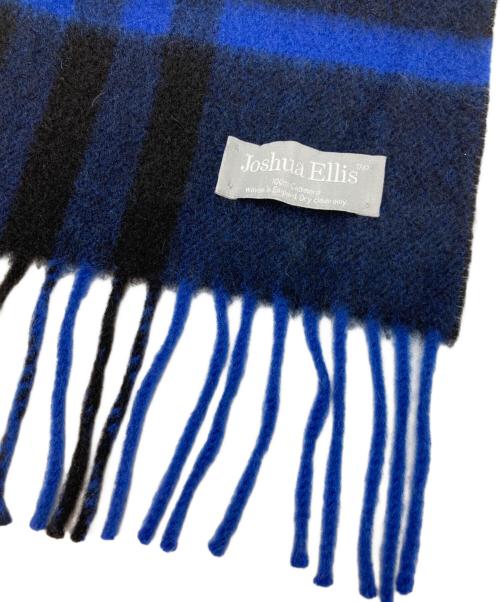 JOSHUA ELLIS（ジョシュア エリス）JOSHUA ELLIS (ジョシュア エリス) カシミヤチェック大判マフラー ブルー×ブラックの古着・服飾アイテム