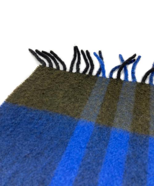 JOSHUA ELLIS（ジョシュア エリス）JOSHUA ELLIS (ジョシュア エリス) カシミヤチェック大判マフラー ブルー×ブラックの古着・服飾アイテム