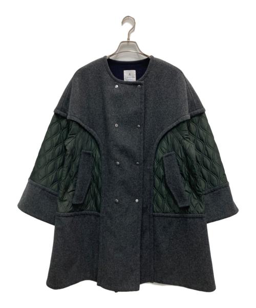 LANVIN en Bleu（ランバンオンブルー）LANVIN en Bleu (ランバンオンブルー) メルトンコンビキルティングコート オリーブ×グレー サイズ:38の古着・服飾アイテム