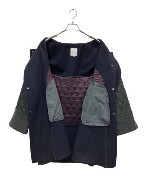 LANVIN en Bleu（ランバンオンブルー）LANVIN en Bleu (ランバンオンブルー) メルトンコンビキルティングコート オリーブ×グレー サイズ:38の古着・服飾アイテム