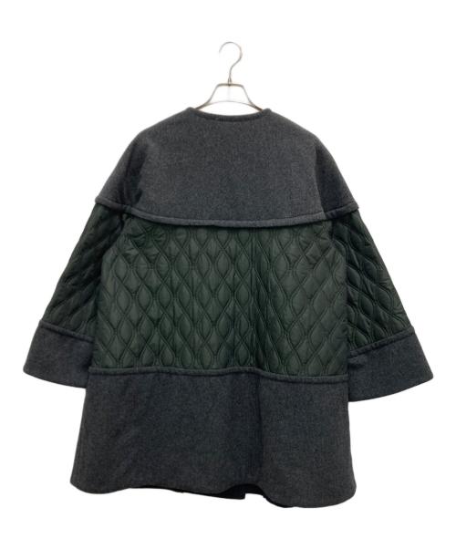 LANVIN en Bleu（ランバンオンブルー）LANVIN en Bleu (ランバンオンブルー) メルトンコンビキルティングコート オリーブ×グレー サイズ:38の古着・服飾アイテム