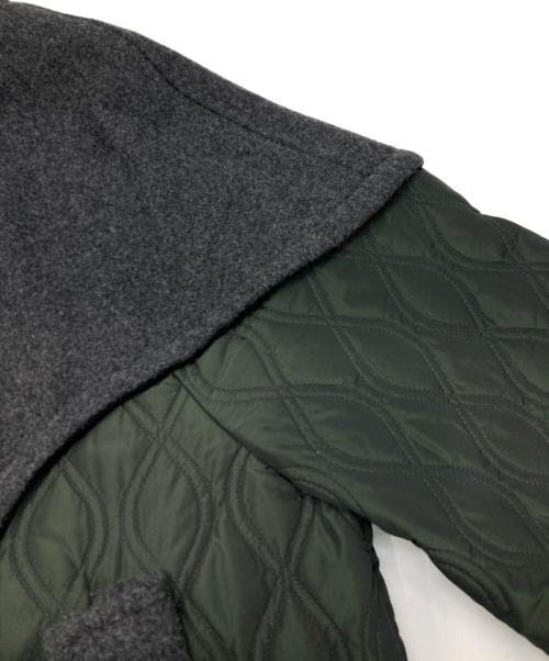 LANVIN en Bleu（ランバンオンブルー）LANVIN en Bleu (ランバンオンブルー) メルトンコンビキルティングコート オリーブ×グレー サイズ:38の古着・服飾アイテム