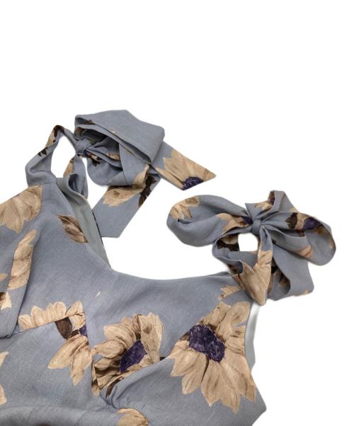 HER LIP TO（ハーリップトゥ）HER LIP TO (ハーリップトゥ) Sunflower-printed midi dress ブルー サイズ:Sの古着・服飾アイテム