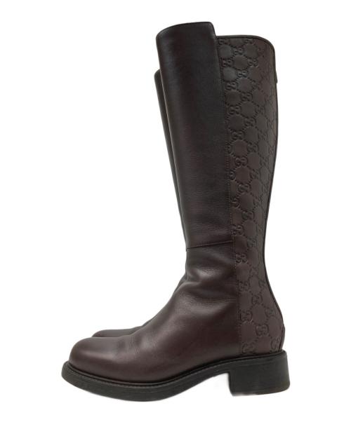 GUCCI（グッチ）GUCCI (グッチ) GG柄ロングブーツ ブラウン サイズ:36 1/2の古着・服飾アイテム