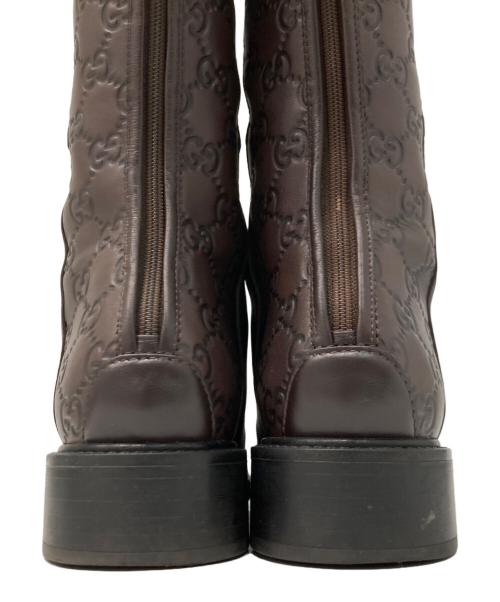 GUCCI（グッチ）GUCCI (グッチ) GG柄ロングブーツ ブラウン サイズ:36 1/2の古着・服飾アイテム