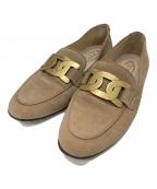 TOD'Sトッズ）の古着「ケイト チェーンリンクスウェードローファー」｜ブラウン