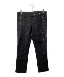 RALPH LAUREN（ラルフローレン）の古着「チェックジップパンツ」｜グリーン