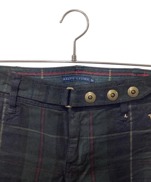 RALPH LAUREN（ラルフローレン）RALPH LAUREN (ラルフローレン) チェックジップパンツ グリーン サイズ:3Fの古着・服飾アイテム