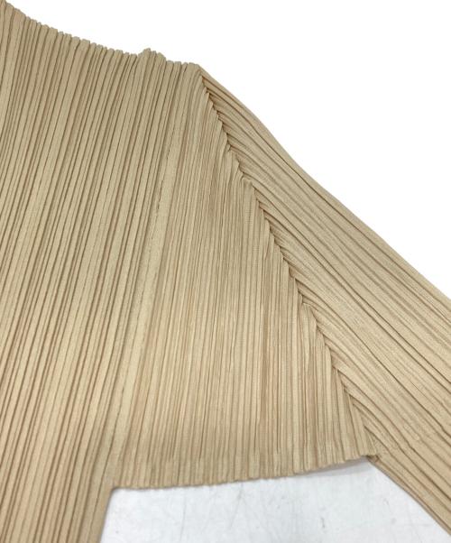 PLEATS PLEASE（プリーツプリーズ）PLEATS PLEASE (プリーツプリーズ) プリーツノーカラージャケット ベージュ サイズ:3の古着・服飾アイテム