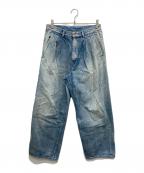 Graphpaperグラフペーパー）の古着「Selvage Denim Two Tuck Pants」｜インディゴ