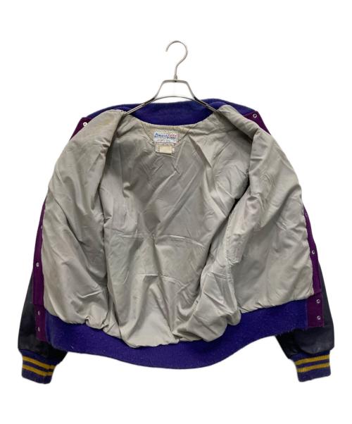 ATHLETIC HOUSE（アスレチック ハウス）ATHLETIC HOUSE (アスレチック ハウス) レザー切替スタジャン パープル サイズ:44の古着・服飾アイテム