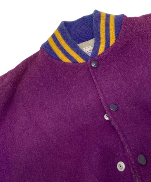 ATHLETIC HOUSE（アスレチック ハウス）ATHLETIC HOUSE (アスレチック ハウス) レザー切替スタジャン パープル サイズ:44の古着・服飾アイテム