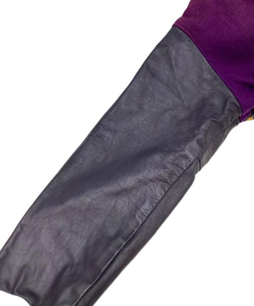 ATHLETIC HOUSE（アスレチック ハウス）ATHLETIC HOUSE (アスレチック ハウス) レザー切替スタジャン パープル サイズ:44の古着・服飾アイテム