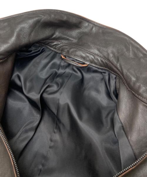 EDIFICE（エディフィス）EDIFICE (エディフィス) ラムレザー フレンチアンティーク ライダースジャケット ブラウン サイズ:Mの古着・服飾アイテム