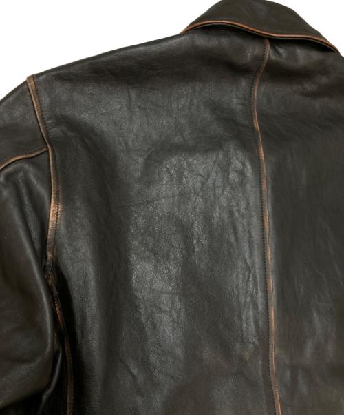 EDIFICE（エディフィス）EDIFICE (エディフィス) ラムレザー フレンチアンティーク ライダースジャケット ブラウン サイズ:Mの古着・服飾アイテム