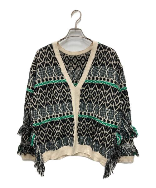 sara mallika（サラマリカ）sara mallika (サラマリカ) 2wayジャガードニット ベージュ サイズ:不明（実寸参照）の古着・服飾アイテム