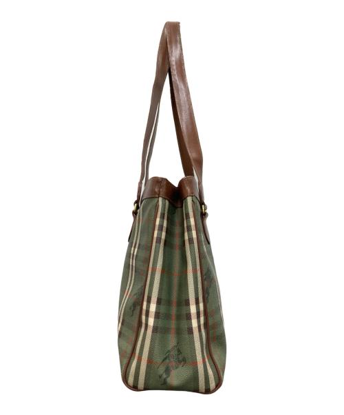 Burberry's（バーバリー）Burberry's (バーバリーズ) PVCレザーチェックトートバッグ オリーブの古着・服飾アイテム