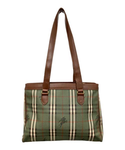 Burberry's（バーバリー）Burberry's (バーバリーズ) PVCレザーチェックトートバッグ オリーブの古着・服飾アイテム