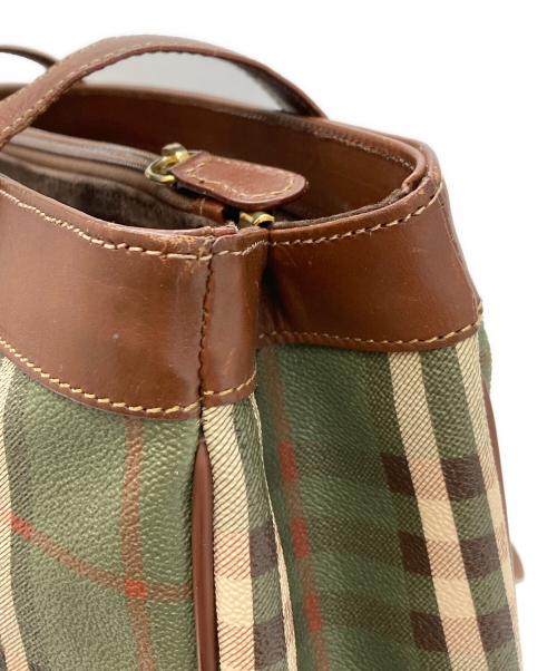 Burberry's（バーバリー）Burberry's (バーバリーズ) PVCレザーチェックトートバッグ オリーブの古着・服飾アイテム