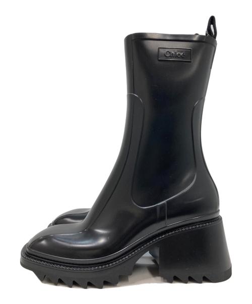 Chloe（クロエ）Chloe (クロエ) BETTYサイドジップ スクエアトゥ レインブーツ ブラック サイズ:37の古着・服飾アイテム