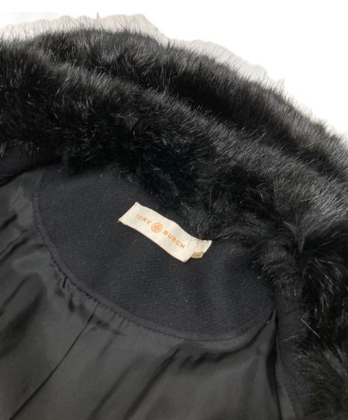 TORY BURCH（トリーバーチ）TORY BURCH (トリーバーチ) ファー付ナポレオンコート ブラック サイズ:2の古着・服飾アイテム
