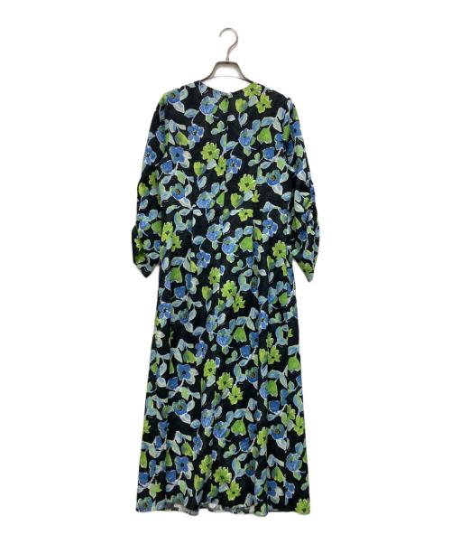 BALLSEY（ボールジィ）BALLSEY (ボールジィ) スプリングフラワープリント ドロストギャザーワンピース ブルー×グリーン サイズ:36の古着・服飾アイテム