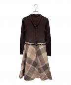 BLUE LABEL CRESTBRIDGEブルーレーベルクレストブリッジ）の古着「チェックニットワンピース」｜ブラウン