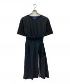 BLUE LABEL CRESTBRIDGEブルーレーベルクレストブリッジ）の古着「チェック切替半袖ワンピース」｜ブラック