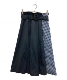 BLUE LABEL CRESTBRIDGE（ブルーレーベルクレストブリッジ）の古着「チェック切替ロングスカート」｜ブラック