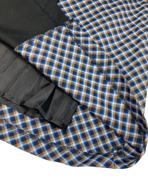 BLUE LABEL CRESTBRIDGE（ブルーレーベルクレストブリッジ）BLUE LABEL CRESTBRIDGE (ブルーレーベルクレストブリッジ) チェック切替ロングスカート ブラック サイズ:38の古着・服飾アイテム