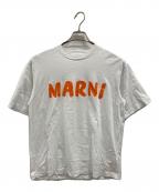 MARNIマルニ）の古着「レタリングプリント オーバーサイズTシャツ」｜ホワイト×オレンジ