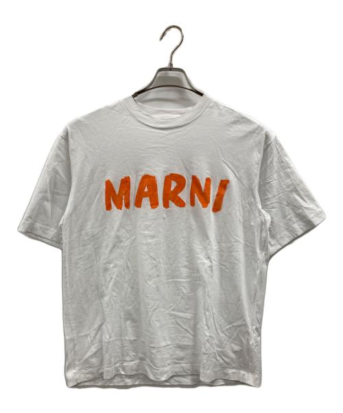 MARNI（マルニ）MARNI (マルニ) レタリングプリント オーバーサイズTシャツ ホワイト×オレンジ サイズ:38の古着・服飾アイテム