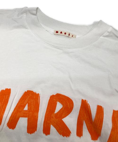 MARNI（マルニ）MARNI (マルニ) レタリングプリント オーバーサイズTシャツ ホワイト×オレンジ サイズ:38の古着・服飾アイテム