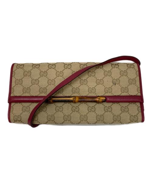 GUCCI（グッチ）GUCCI (グッチ) GGキャンパスバンブーショルダーバッグ ベージュの古着・服飾アイテム