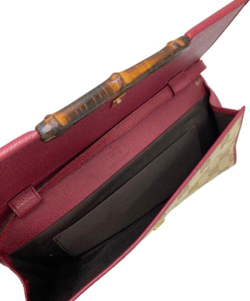 GUCCI（グッチ）GUCCI (グッチ) GGキャンパスバンブーショルダーバッグ ベージュの古着・服飾アイテム