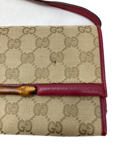 GUCCI（グッチ）GUCCI (グッチ) GGキャンパスバンブーショルダーバッグ ベージュの古着・服飾アイテム