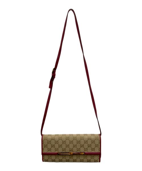 GUCCI（グッチ）GUCCI (グッチ) GGキャンパスバンブーショルダーバッグ ベージュの古着・服飾アイテム