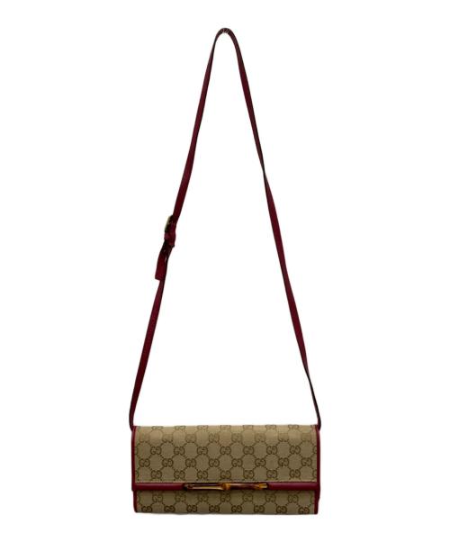 GUCCI（グッチ）GUCCI (グッチ) GGキャンパスバンブーショルダーバッグ ベージュの古着・服飾アイテム