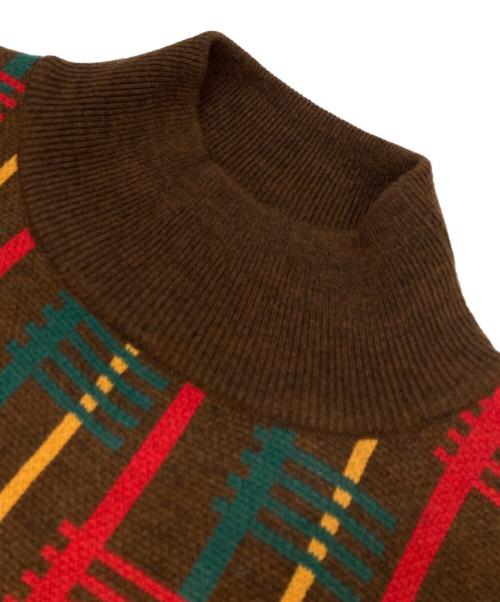 SASQUATCHfabrix.（サスクワッチファブリックス）SASQUATCHfabrix. (サスクワッチファブリックス) RASTA HI-GAUGE MOCKNECK KNIT ブラウン サイズ:XLの古着・服飾アイテム