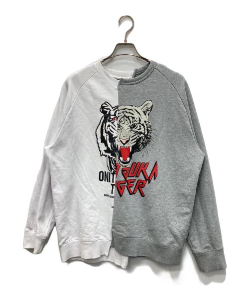 Onitsuka Tiger（オニツカタイガー）Onitsuka Tiger (オニツカタイガー) リメイクドッキングスウェット ホワイト×グレー サイズ:Mの古着・服飾アイテム