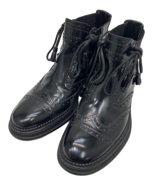DOLCE & GABBANA（ドルチェ＆ガッバーナ）DOLCE & GABBANA (ドルチェ＆ガッバーナ) ウィングチップブーツ ブラック サイズ:6の古着・服飾アイテム