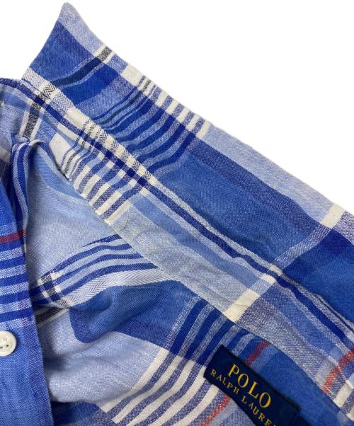 POLO RALPH LAUREN（ポロ・ラルフローレン）POLO RALPH LAUREN (ポロ・ラルフローレン) リネンチェックワンピース ブルー サイズ:2の古着・服飾アイテム
