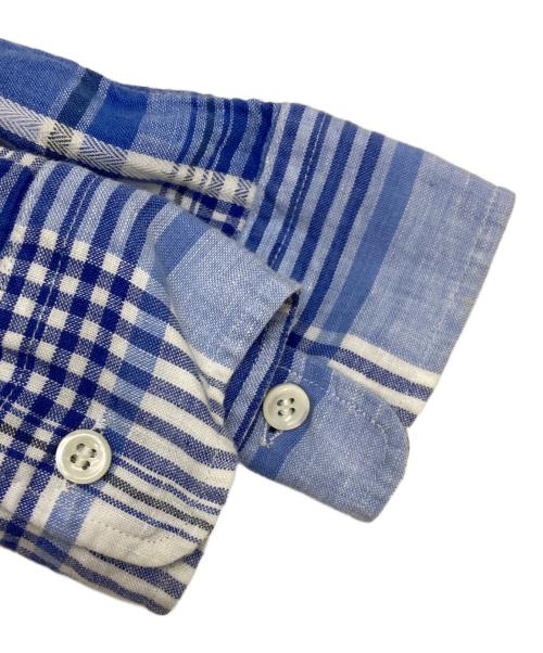 POLO RALPH LAUREN（ポロ・ラルフローレン）POLO RALPH LAUREN (ポロ・ラルフローレン) リネンチェックワンピース ブルー サイズ:2の古着・服飾アイテム