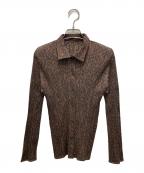 PLEATS PLEASEプリーツプリーズ）の古着「総柄プリーツシャツ」｜ブラウン