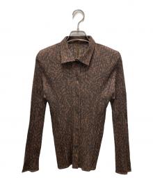 PLEATS PLEASE（プリーツプリーズ）の古着「総柄プリーツシャツ」｜ブラウン