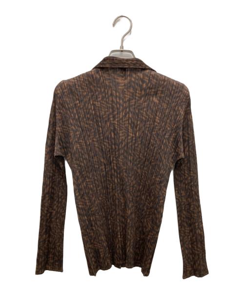 PLEATS PLEASE（プリーツプリーズ）PLEATS PLEASE (プリーツプリーズ) 総柄プリーツシャツ ブラウン サイズ:3の古着・服飾アイテム