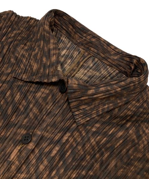 PLEATS PLEASE（プリーツプリーズ）PLEATS PLEASE (プリーツプリーズ) 総柄プリーツシャツ ブラウン サイズ:3の古着・服飾アイテム