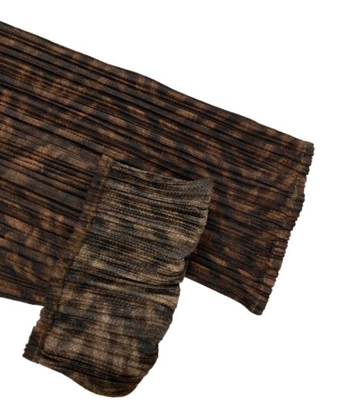 PLEATS PLEASE（プリーツプリーズ）PLEATS PLEASE (プリーツプリーズ) 総柄プリーツシャツ ブラウン サイズ:3の古着・服飾アイテム