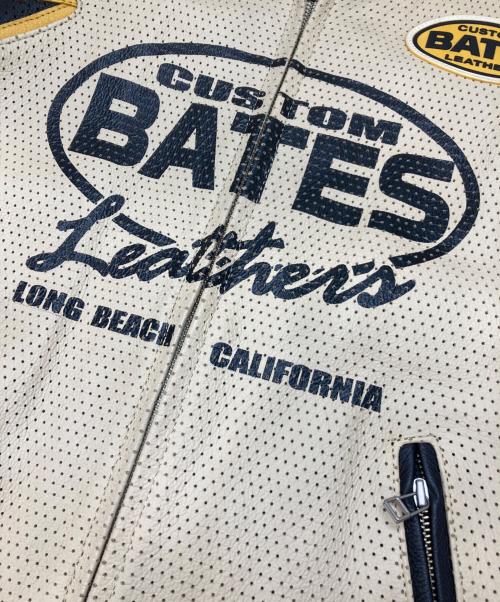BATES（ベイツ）BATES (ベイツ) ハーフスリーブパンチングレザージャケット ベージュ サイズ:Lの古着・服飾アイテム